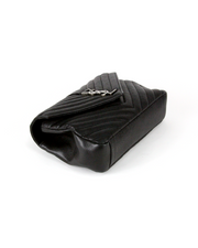YSL Saint Laurent College Medium Bag in Black Chevron Quilted Leather