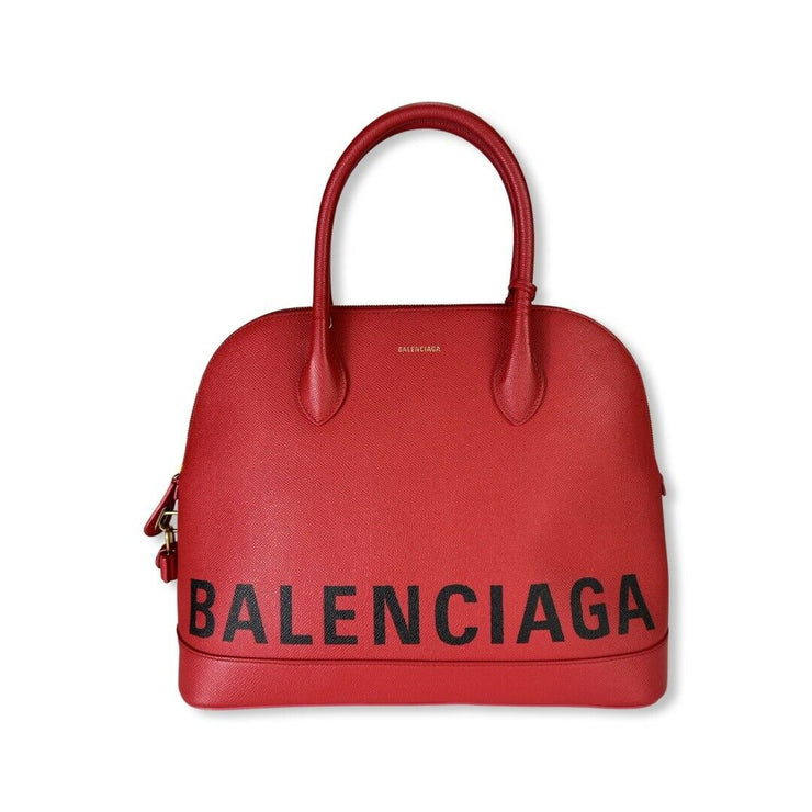 Balenciaga Ville Top Handle Bag in Red Leather