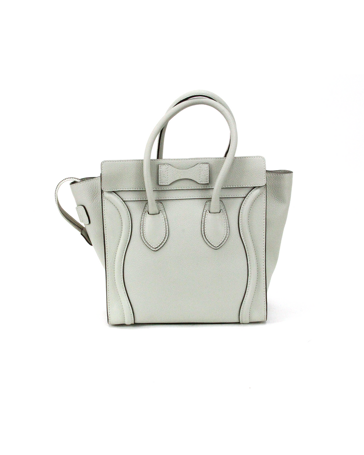 Celine Micro Luggage Tote Bag with Light Gray Grained Calfskin