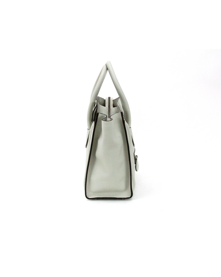 Celine Micro Luggage Tote Bag with Light Gray Grained Calfskin