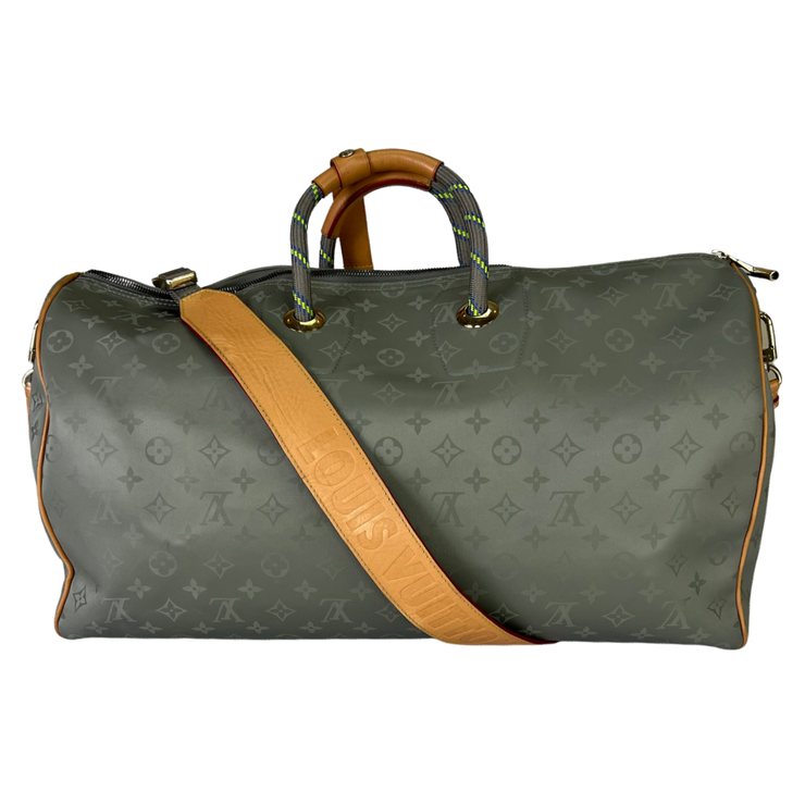 Louis Vuitton Keepall Bandouliere Titanium Gray Canvas Handbag