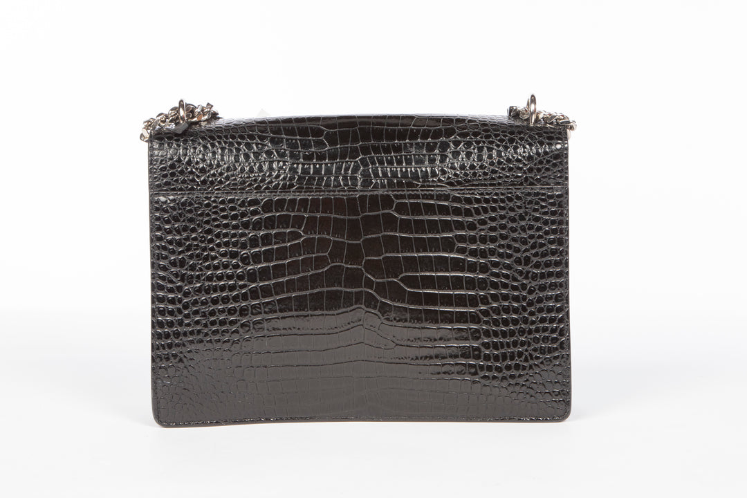 Ysl bag 黒 クロコダイル風 ショルダーバッグ サンセット ミディアム（クロコダイルエンボスレザー） ブラック