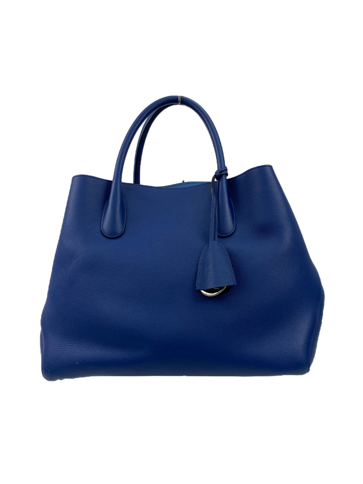 Christian Dior Large Open Bar Bag in Blue Leather