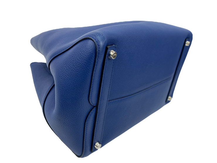 Christian Dior Large Open Bar Bag in Blue Leather