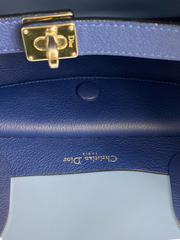 Christian Dior Large Open Bar Bag in Blue Leather