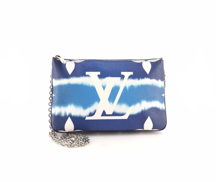 Louis Vuitton Escale Double Zip Pochette in Blue Monogram Giant