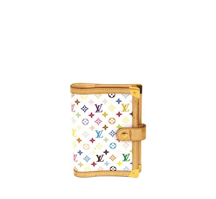 Louis Vuitton Small Agenda Cover in White Multi-Color Monogram Canvas